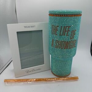 Taylor Swift The Life of a Showgirl Rhinestone Tumbler Ice Blue Straw pic frame